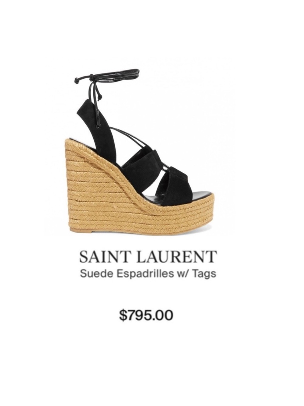 AUTHENTIC YSL SUEDE LACE UP WEDGES - Picture 4 of 15